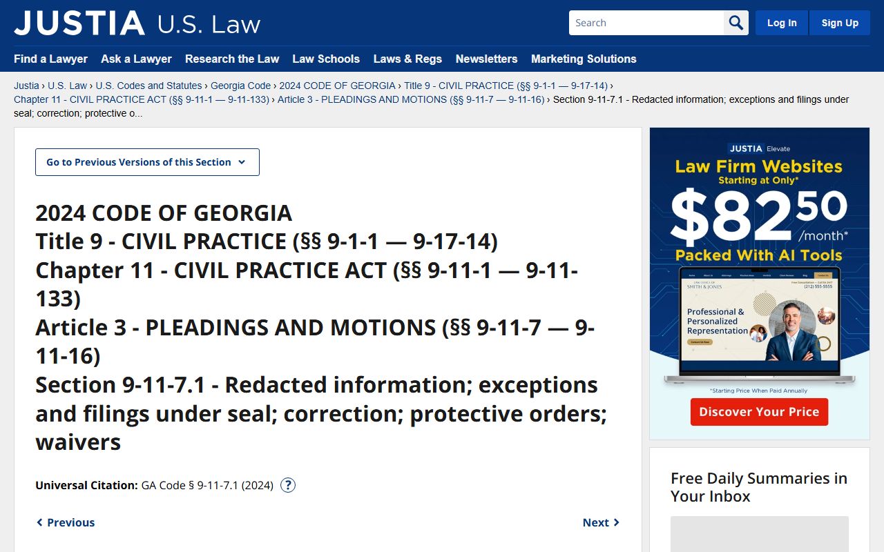 Long County court records Georgia court filing redaction rule