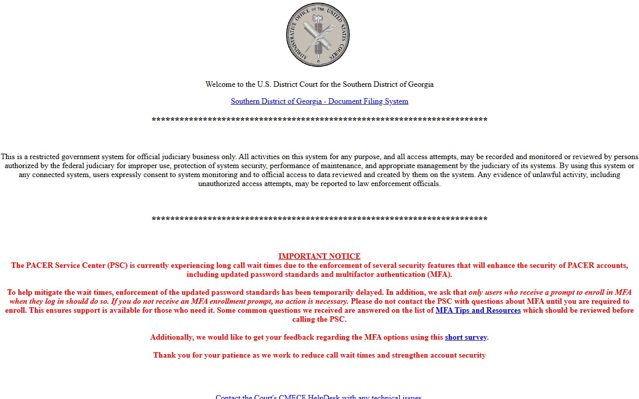 Long County Superior Court federal CM ECF access distinction