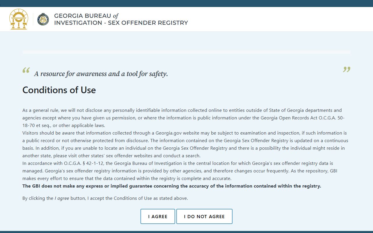 GBI public sex offender registry search gateway