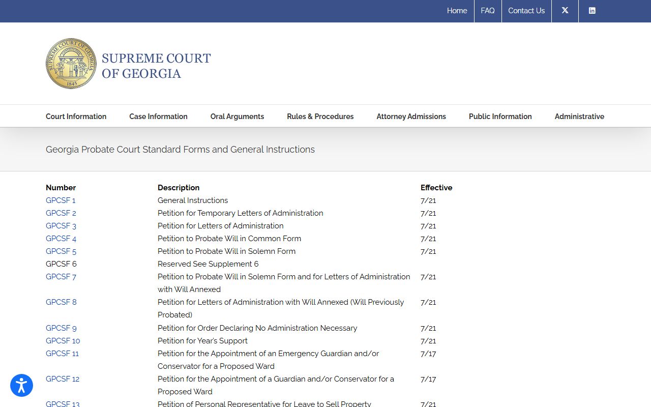 Long County probate records Georgia probate standard forms