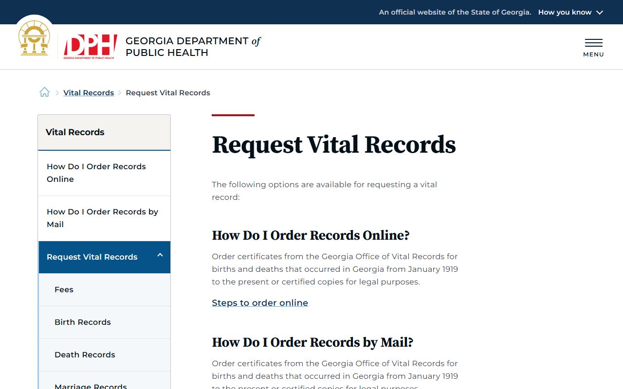 Long County probate records Georgia DPH request options