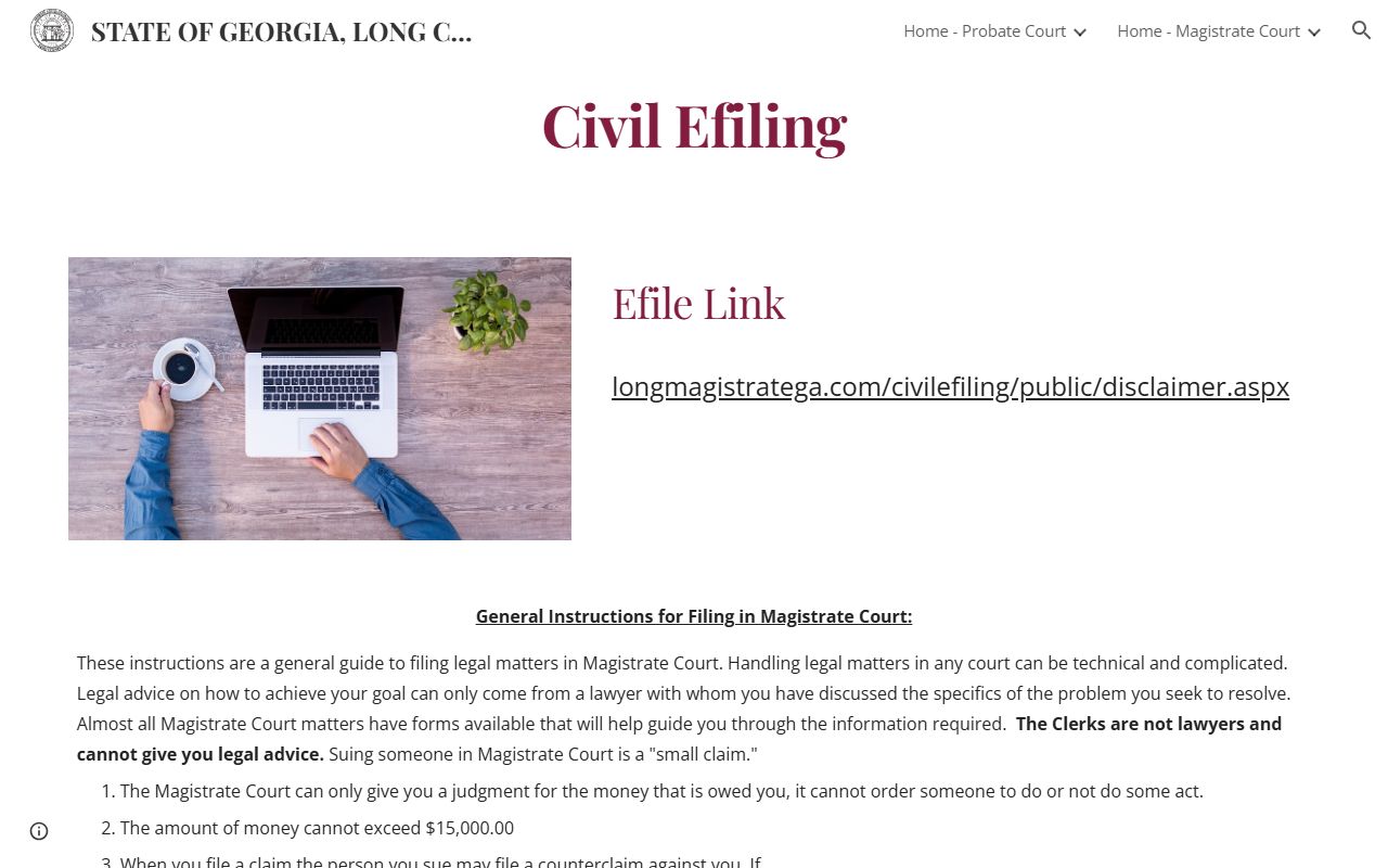 Long County Magistrate Court civil e-filing information