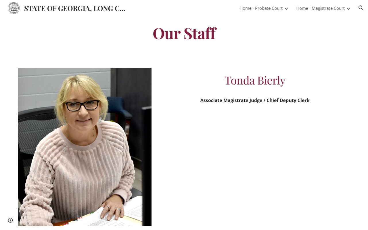 Long County Probate and Magistrate Court staff page